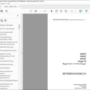 Case 580ST 590ST 695ST Stufe IIIB Baggerlader mit Heckbagger BETRIEBSHANDBUCH 51415388 - PDF DOWNLOAD (German)