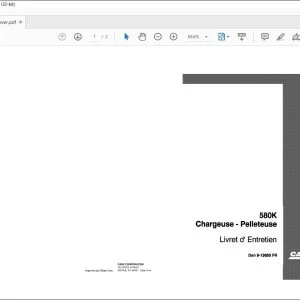 Case 580К Chargeuse - Pelleteuse Livret d' Entretien Don 9-13650 - PDF DOWNLOAD (French)