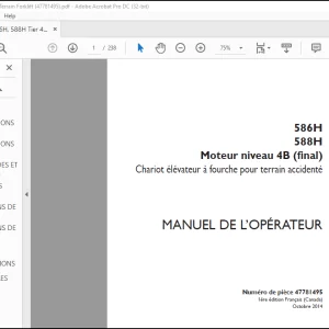 Case 586H 588H Moteur niveau 4B (final) Chariot élévateur à fourche pour terrain accidenté MANUEL DE L’OPÉRATEUR(47781495) - PDF DOWNLOAD (French)