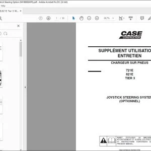 Case 721E 821E TIER 3 CHARGEUR SUR PNEUS SUPPLÉMENT UTILISATION ET ENTRETIEN 84186668A - PDF DOWNLOAD (French)
