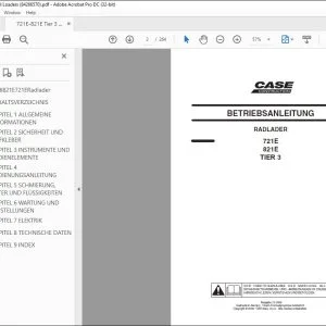Case 721E 821E TIER 3 Radlader BETRIEBSANLEITUNG 84266570 - PDF DOWNLOAD (German)