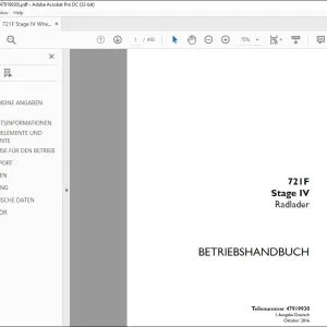 Case 721F Stage IV Radlader BETRIEBSHANDBUCH 47919930 - PDF DOWNLOAD (German)