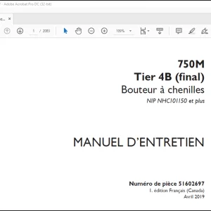 Case 750M Tier 4B (final) Bouteur à chenilles MANUEL D’ENTRETIEN(51602697) - PDF DOWNLOAD (French)