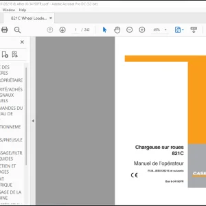 Case 821C Chargeuse modèle Manuel de l opérateur(6-34190) -  PDF DOWNLOAD (French)