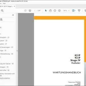 Case 821F 921F Stage IV Radlader WARTUNGSHANDBUCH 47969428 - PDF DOWNLOAD (German)