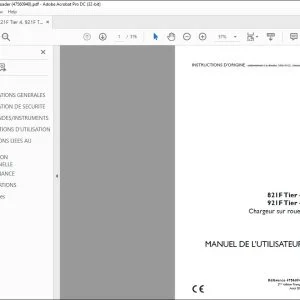 Case 821F Tier 4 921F Tier 4 Chargeur sur roues MANUEL DE L’UTILISATEUR 47560940 - PDF DOWNLOAD (French)