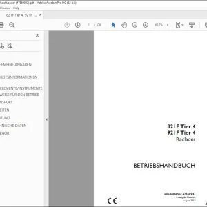 Case 821F Tier 4 921F Tier 4 Radlader BETRIEBSHANDBUCH 47560942 - PDF DOWNLOAD (German)