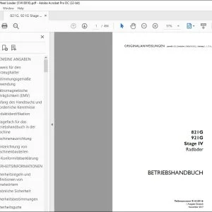 Case 821G 921G Stage IV Radlader BETRIEBSHANDBUCH 51418916 - PDF DOWNLOAD (German)