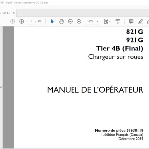Case 821G 921G Tier 4B (Final) Chargeur sur roues MANUEL DE L’OPÉRATEUR 51638118 - PDF DOWNLOAD (FRENCH)