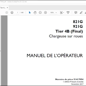 Case 821G 921G Tier 4B (Final) Chargeuse sur roues MANUEL DE L’OPÉRATEUR 51417054 -PDF DOWNLOAD (FRENCH)