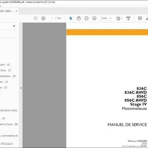 Case 836C 836C AWD 856C 856C AWD Stage IV Motoniveleuse MANUEL DE SERVICE 47829049B - PDF DOWNLOAD (French)