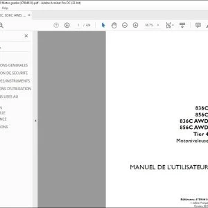 Case 836C 856C 836C AWD 856C AWD Tier 4 Motoniveleuse MANUEL DE L’UTILISATEUR 47894614 - PDF DOWNLOAD (French)