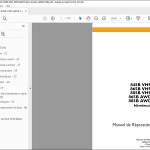 Case 845B VHP 865B VHP 885B VHP 865B AWD 885B AWD Niveleuse Manuel de Réparation 48050418D - PDF DOWNLOAD (French)