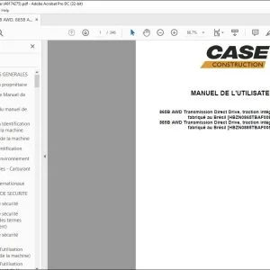 Case 865B AWD 885B AWD Motor Grader MANUEL DE L'UTILISATEUR 48174275 - PDF DOWNLOAD (French)