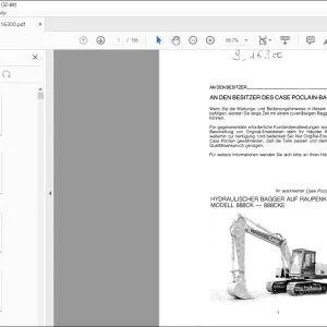 Case 888CK - 888CKE Hydraulischer Bagger auf Raupenkettern Bedienungsanleitung 9-16300 - PDF DOWNLOAD (German)