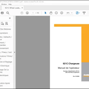 Case 921 C Chargeuse Manuel de l'operateur(6-30560)-PDF DOWNLOAD (French)