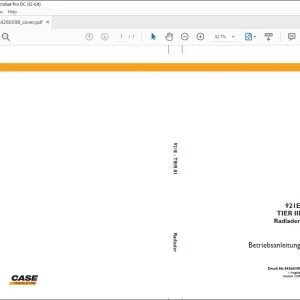 Case 921E TIER III Radlader Betriebsanleitung 84266598 - PDF DOWNLOAD (German)