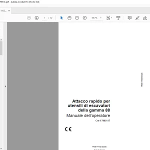 Case Attacco rapido per utensili di escavatori della gamma 88 Manuale dell’operatore Cre 9-79851 IT - PDF DOWNLOAD (Italian)