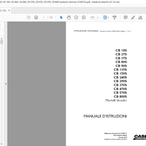 Case CB 18S CB 27S CB 37S CB 80S  CB 570S CB 800S Martelli idraulici MANUALE D’ISTRUZIONI 51430153 - PDF DOWNLOAD (Italian)