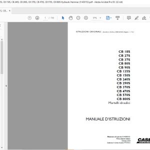 Case CB 18S CB 27S CB 37S CB 80S CB 90S CB 135S CB 150S CB 240S CB 290S CB 370S CB 470S CB 570S CB 800S Martelli idraulici MANUALE D’ISTRUZIONI 51430153 - PDF DOWNLOAD(Italian)