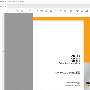 Case CB 18S CB 27S CB 37S Demolitore idraulico MANUALE D’OFFICINA 51562820 - PDF DOWNLOAD(Italian)