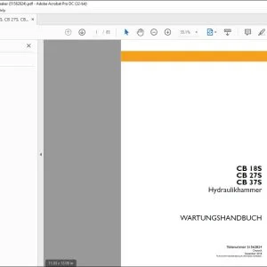 Case CB 18S CB 27S CB 37S Hydraulikhammer WARTUNGSHANDBUCH 51562824 - PDF DOWNLOAD (German)