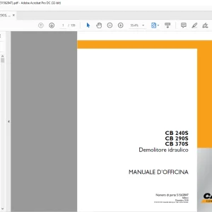 Case CB 240S CB 290S CB 370S Demolitore idraulico MANUALE D’OFFICINA 51562847 - PDF DOWNLOAD (Italian) Digital Manual PDF
