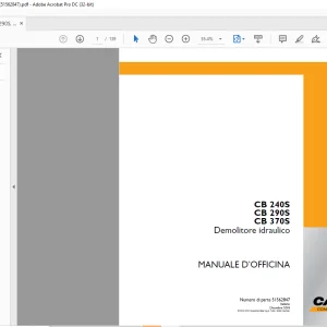 Case CB 240S CB 290S CB 370S Demolitore idraulico MANUALE D’OFFICINA 51562847 - PDF DOWNLOAD (Italian)