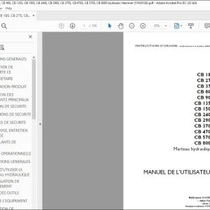 Case CB18S CB27S CB37S CB80S CB90S CB135S CB150S CB240S CB290S CB370S CB470S CB570S CB800S Marteau hydraulique MANUEL DE L’UTILISATEUR - PDF DOWNLOAD (French)