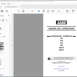 Case CHARGEUSE COMPACTE 410 420 430 440 420CT 440CT MANUEL DE L’OPÉRATEUR (87592050FC) - PDF DOWNLOAD (French)