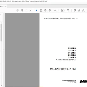 Case CS 12RS CS 20RS CS 25RS CS 30RS CS 40RS Cesoia idraulica serie CS MANUALE D’ISTRUZIONI 51544715 - PDF DOWNLOAD (Italian)