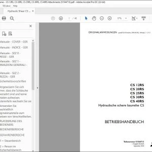 Case CS12RS CS20RS CS25RS CS30RS CS40RS Hydraulische schere baureihe CS BETRIEBSHANDBUCH 51544713 - PDF DOWNLOAD (German)
