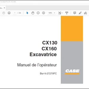Case CX130 CX160 Excavatrice Manuel de l’opérateur(6-27270FC)  - PDF DOWNLOAD (French)