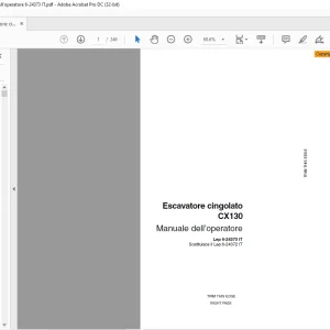 Case CX130 Escavatore cingolato Manuale dell’operatore Lep 6-24373 IT - PDF DOWNLOAD (Italian)