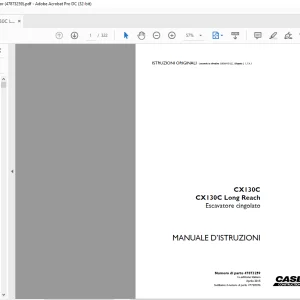 Case CX130C CX130C Long Reach Escavatore cingolato MANUALE D’ISTRUZIONI 47873259 - PDF DOWNLOAD (Italian)