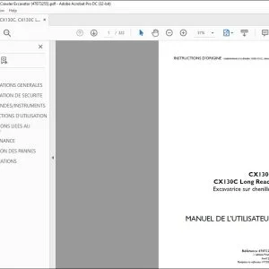 Case CX130C CX130C Long Reach Excavatrice sur chenilles MANUEL DE L’UTILISATEUR 47873255 - PDF DOWNLOAD (French)
