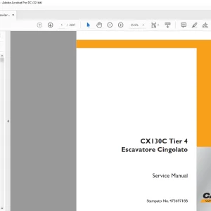 Case CX130C Tier 4 Escavatore Cingolato Service Manual 47369718B - PDF DOWNLOAD (Italian)