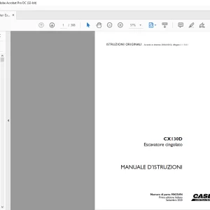Case CX130D Escavatore cingolato MANUALE D’ISTRUZIONI 90425494 - PDF DOWNLOAD (Italian)