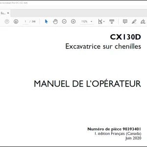 Case CX130D Excavatrice sur chenilles MANUEL DE L’OPÉRATEUR(90393401) - PDF DOWNLOAD (French)