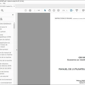 Case CX130D Excavatrice sur chenilles MANUEL DE L’UTILISATEUR 90425497 - PDF DOWNLOAD (French)