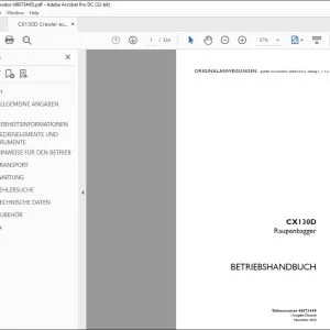 Case CX130D Raupenbagger BETRIEBSHANDBUCH 48073445 - PDF DOWNLOAD (German)