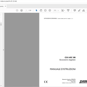 Case CX145C SR Escavatore cingolato MANUALE D’ISTRUZIONI 47554754 - PDF DOWNLOAD (Italian)