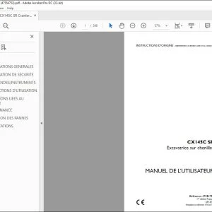 Case CX145C SR Excavatrice sur chenilles MANUEL DE L’UTILISATEUR 47554752 - PDF DOWNLOAD (French)