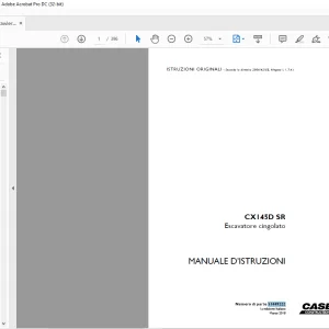 Case CX145D SR Escavatore cingolato MANUALE D’ISTRUZIONI 51449222 - PDF DOWNLOAD (Italian)