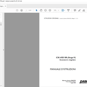 Case  CX145D SR (Stage V) Escavatore cingolato MANUALE D’ISTRUZIONI 90403795 - PDF DOWNLOAD (Italian)