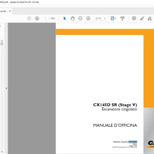 Case CX145D SR (Stage V) Escavatore cingolato MANUALE D’OFFICINA 90379692 - PDF DOWNLOAD (Italian)