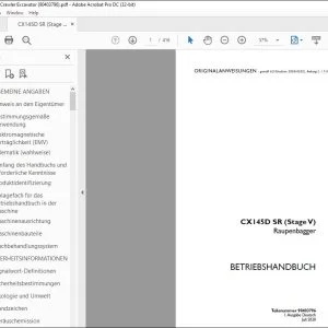 Case CX145D SR (Stage V) Raupenbagger BETRIEBSHANDBUCH 90403796 - PDF DOWNLOAD (German)