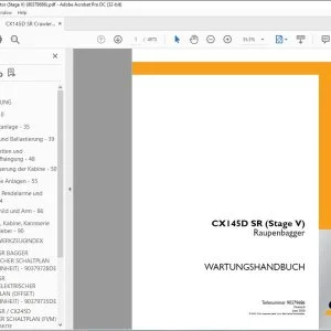 Case CX145D SR (Stage V) Raupenbagger WARTUNGSHANDBUCH 90379686 - PDF DOWNLOAD (German)