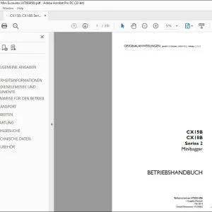 Case CX15B CX18B Series 2 Minibagger BETRIEBSHANDBUCH 47883456 - PDF DOWNLOAD (German)
