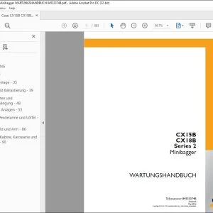 Case CX15B CX18B Series 2 Minibagger WARTUNGSHANDBUCH 84533374B - PDF DOWNLOAD (German)